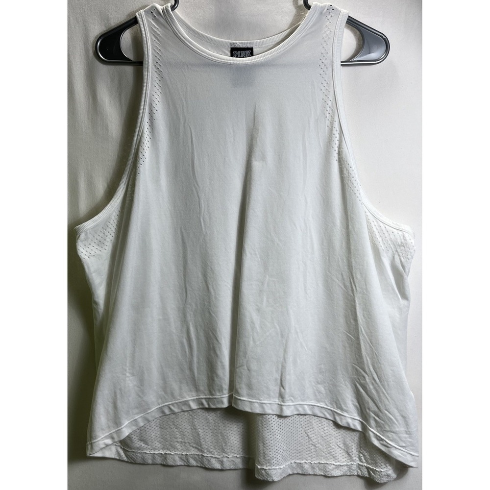Pink Victoria's Secret Seamless Tank Top White Mesh Back Activewear Large